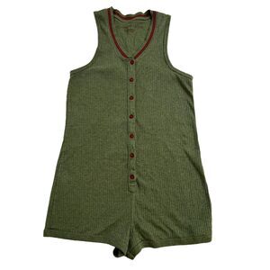 Victoria’s Secret Women’s Cotton Striped Romper Pajamas Green Size Medium